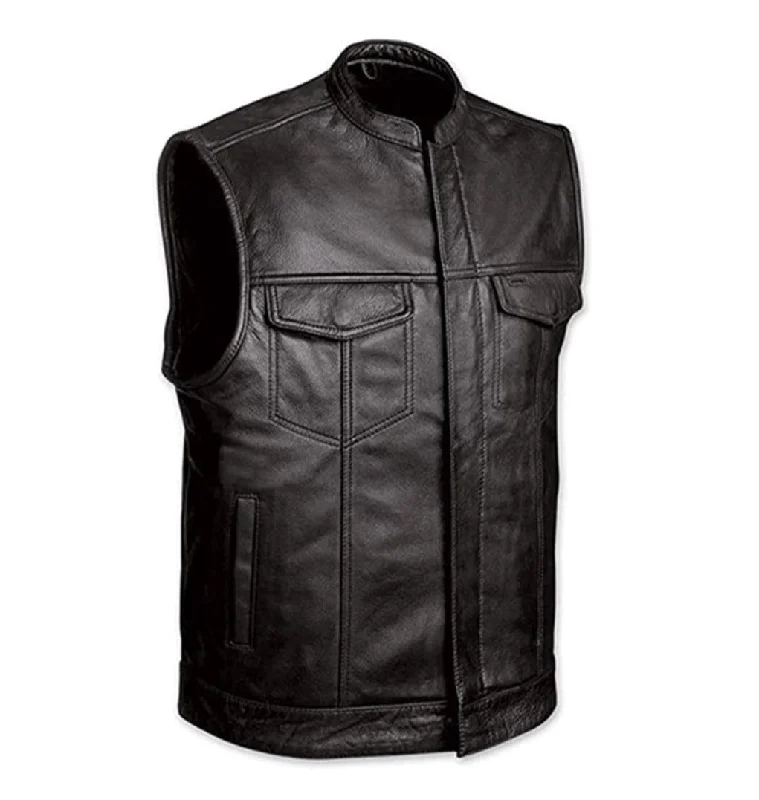 SOA Vest Men's Real Leather Anarchy Motorcycle Biker Club Concealed Carry Outlaw