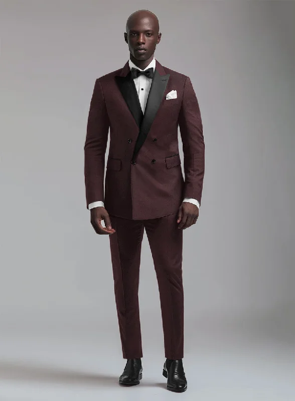 Enigma Wine Double Breasted Tuxedo Suit