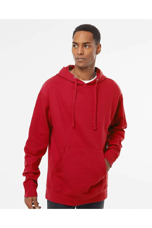 Independent Trading Co. Mens Hooded Sweatshirt Hoodie w/ Pouch Pocket - Red