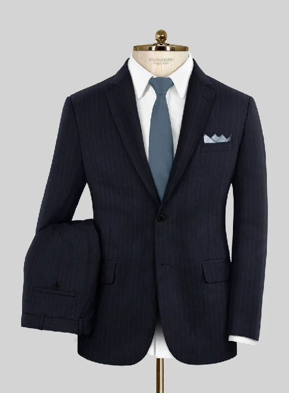 Scabal Ciaz Stripe Blue Wool Suit