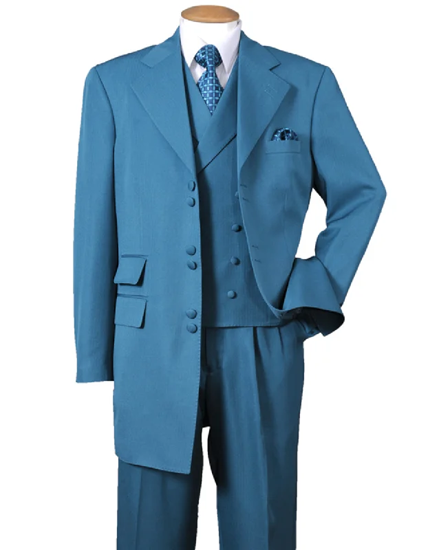 Mens 6 Button Double Breasted Vest Turquoise Suit