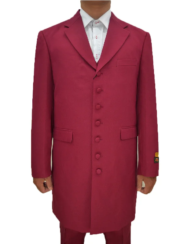 Mens Classic Vested Burgundy Suit