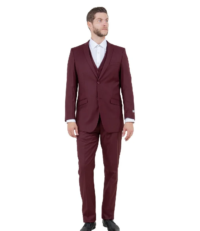 Atlas Heritage Collection: Three-Piece Solid Burgundy Suit