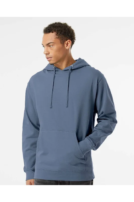 Independent Trading Co. Mens Hooded Sweatshirt Hoodie w/ Pouch Pocket - Storm Blue