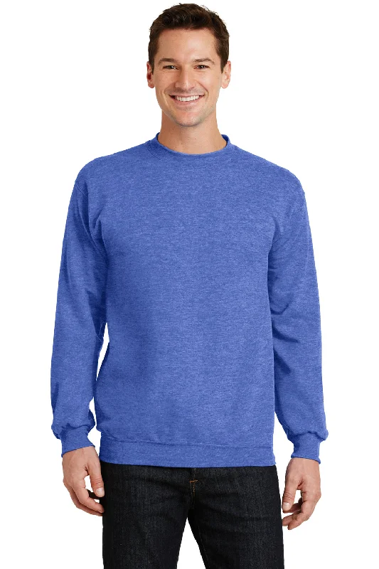 Port & Company Mens Core Pill Resistant Fleece Crewneck Sweatshirt - Heather Royal Blue