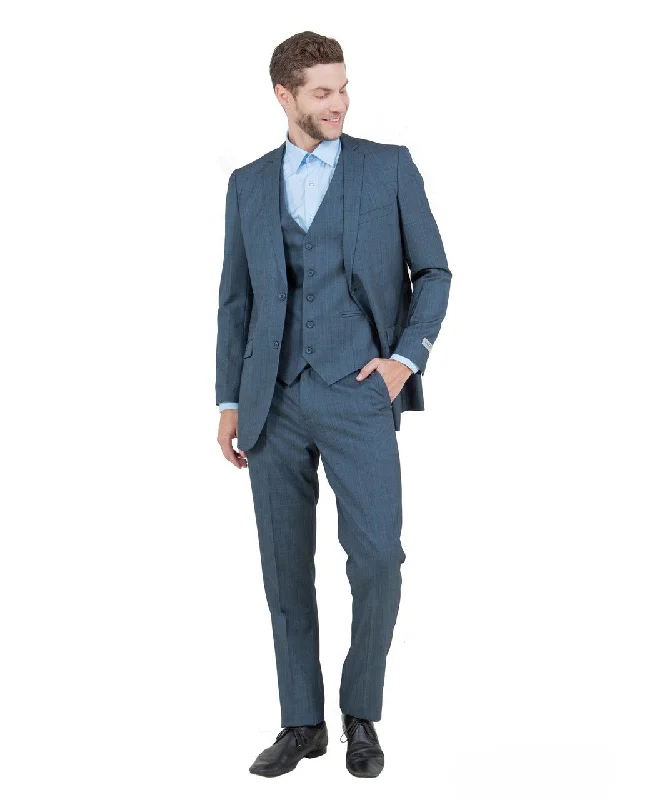 Zodiac Signature Collection: Three-Piece Suit in Solid Blue