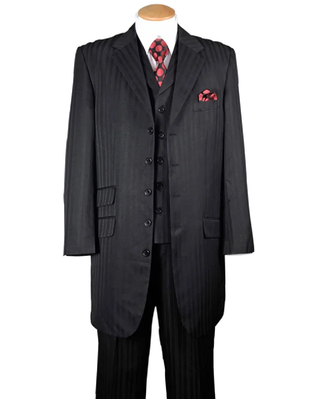 Mens Ton on Ton Stripe Fashion Black Suit