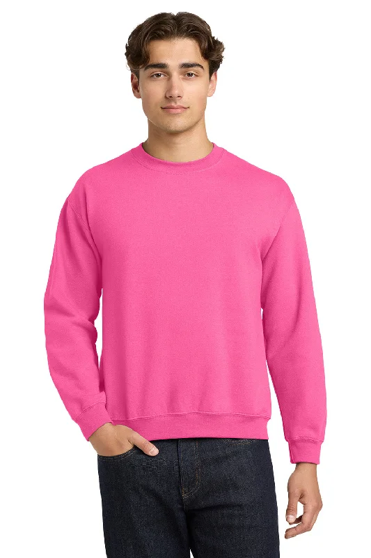 Gildan Mens Pill Resistant Fleece Crewneck Sweatshirt - Safety Pink