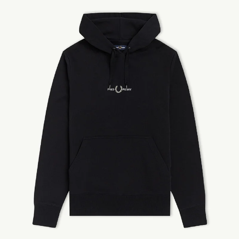 Embroidered Hooded Sweatshirt - Black