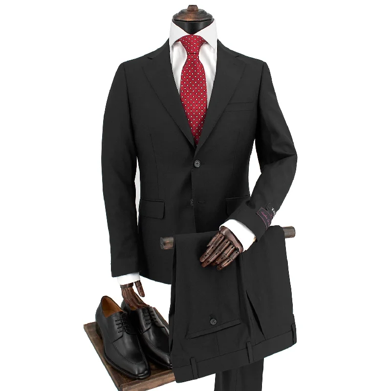 Tiglio Luxe Black Novello Classic Fit Pure Wool Suit TIG1001