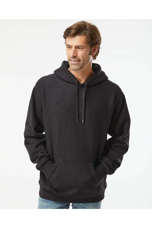 Independent Trading Co. Mens Legend Hooded Sweatshirt Hoodie w/ Pouch Pocket - Heather Charcoal Grey