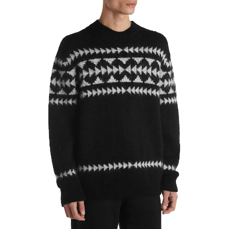 Moncler Mens Geometric Knit Crewneck Sweater