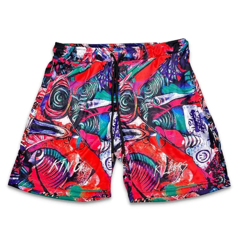 Graffiti Print Mesh Shorts