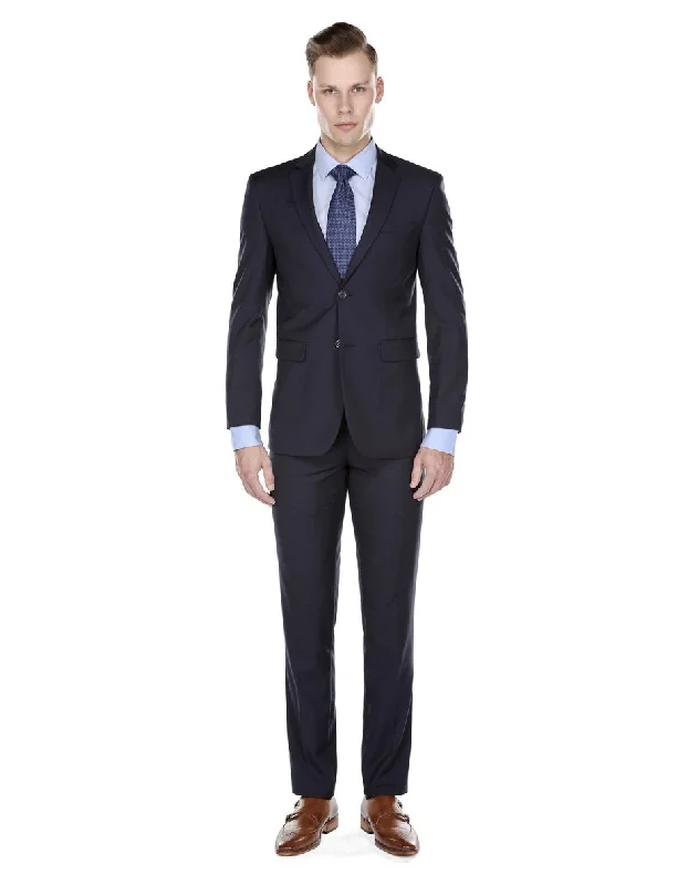 Mens Skinny Slim Funeral Suit Navy Blue