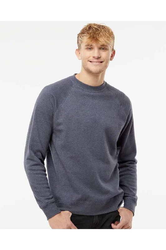 Independent Trading Co. Mens Special Blend Crewneck Raglan Sweatshirt - Midnight Navy Blue - Closeout