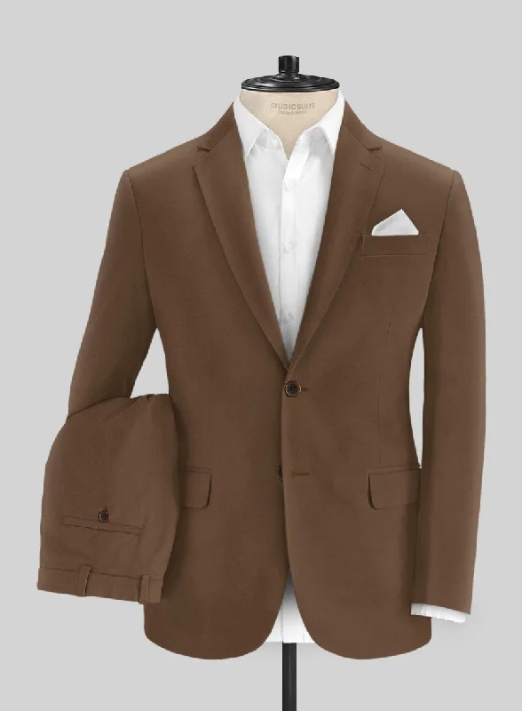 Italian Hickory Brown Cotton Stretch Suit