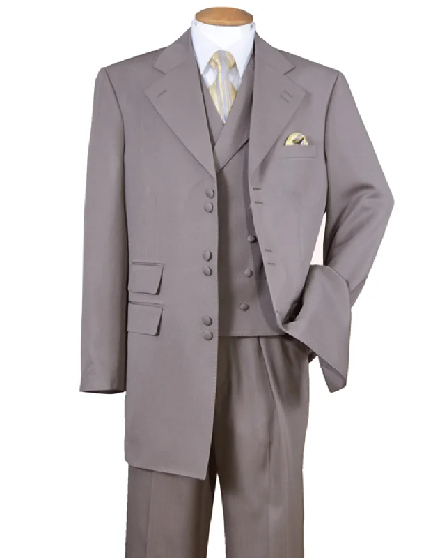 Mens 6 Button Double Breasted Vest Taupe Suit