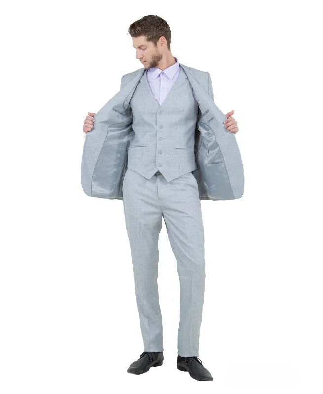 Zodiac Signature Collection: Three-Piece Suit in Solid Light Grey