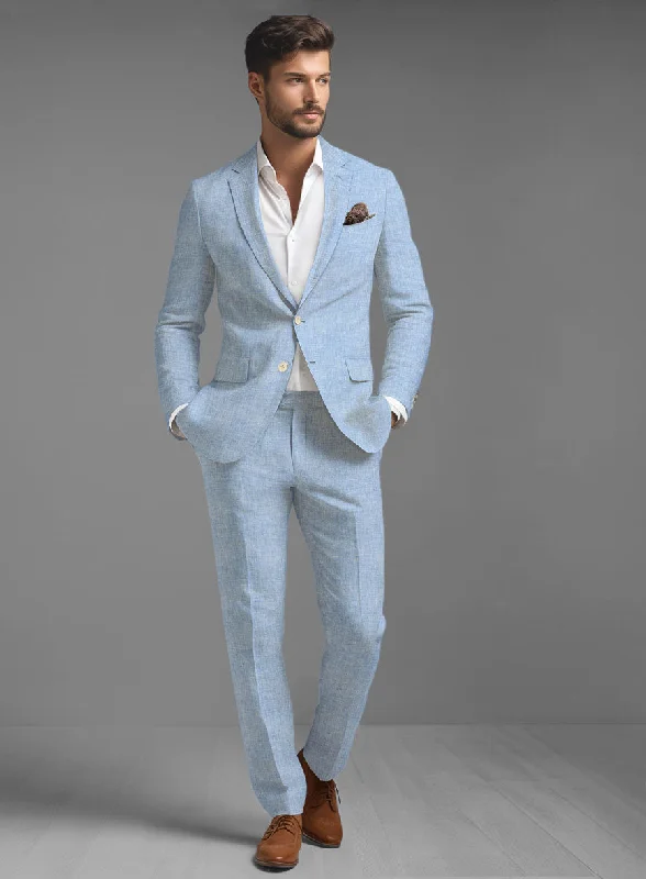 Tropical Blue Linen Suit