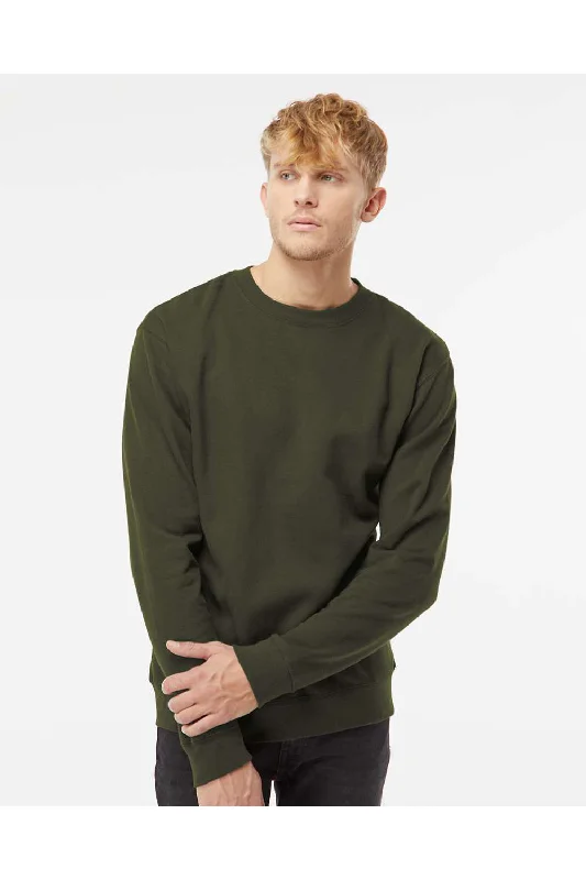 Independent Trading Co. Mens Crewneck Sweatshirt - Army Green