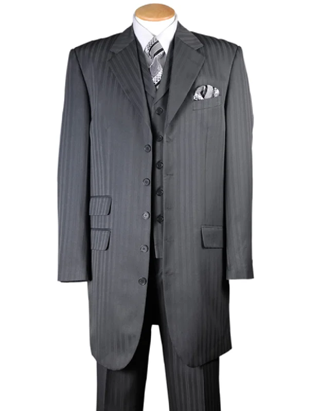 Mens Ton on Ton Stripe Fashion Grey Suit