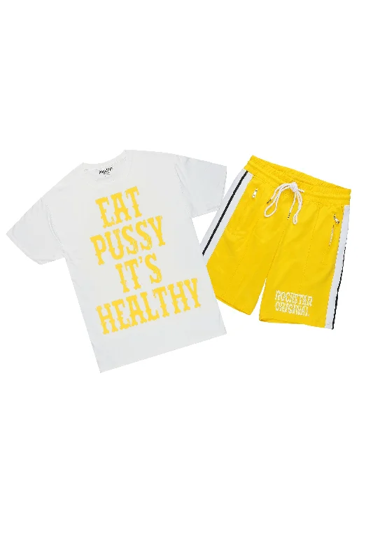 Miguel Yellow/White Graphic Short Set