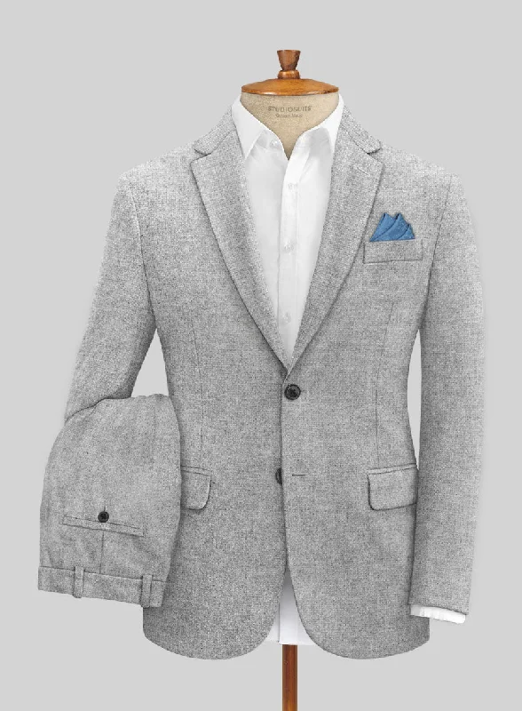 Rope Weave Light Gray Tweed Suit