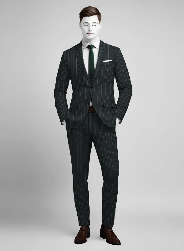 Napolean Gavino Stripe Green Wool Suit