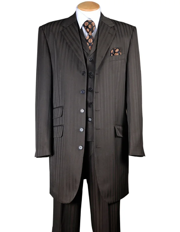 Mens Ton on Ton Stripe Fashion Brown Suit