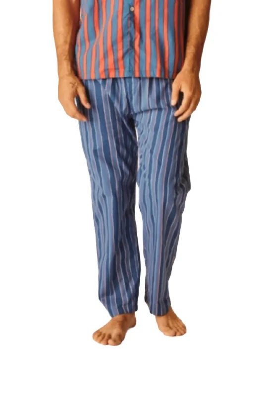 Cotton Stripe William Pant In Batik Stripe Navy