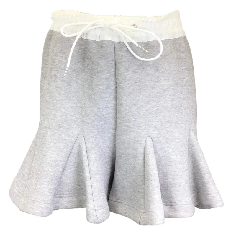 Sacai Heather Grey / White Drawstring Cotton Shorts