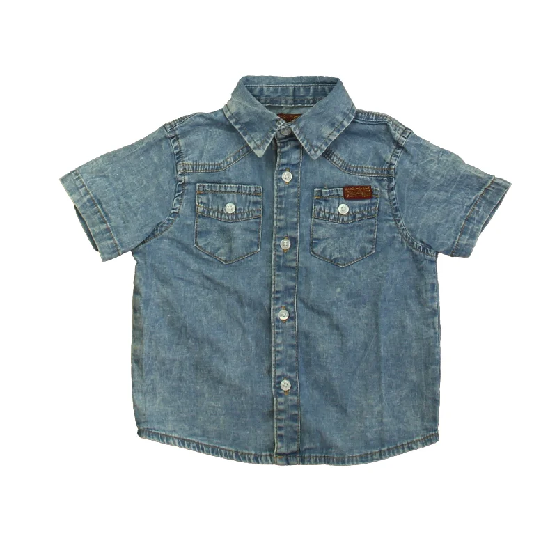 7 for all Mankind Boys Blue Button Down Short Sleeve