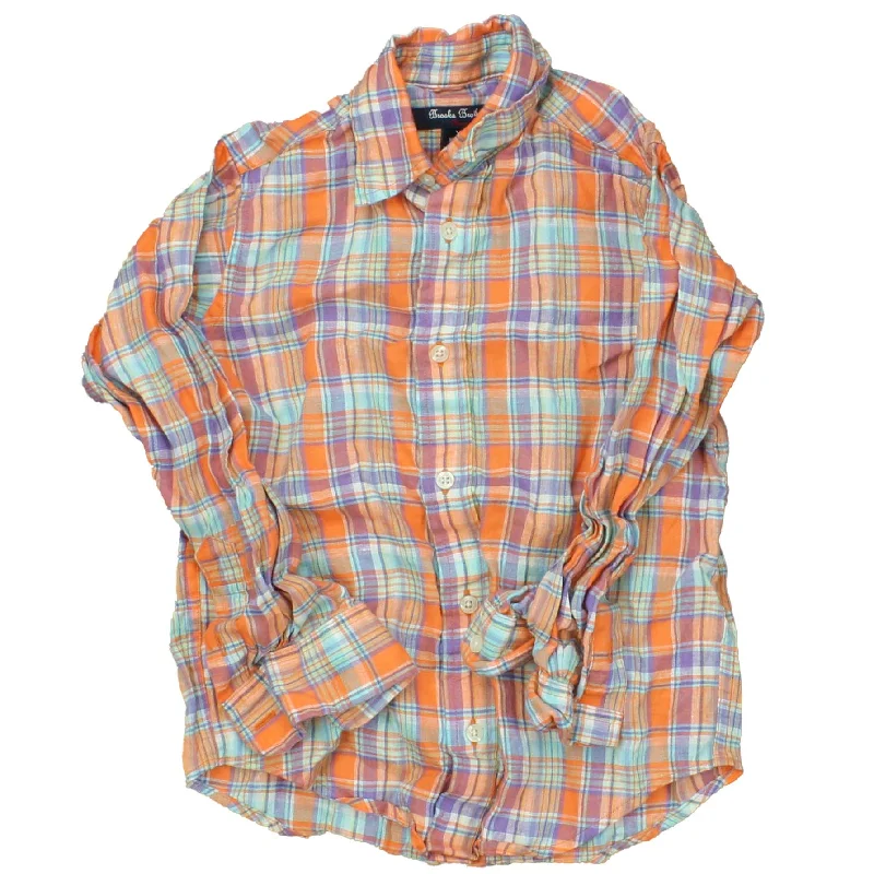 Brooks Brothers Fleece Boys Orange | Blue | Plaid Button Down Long Sleeve