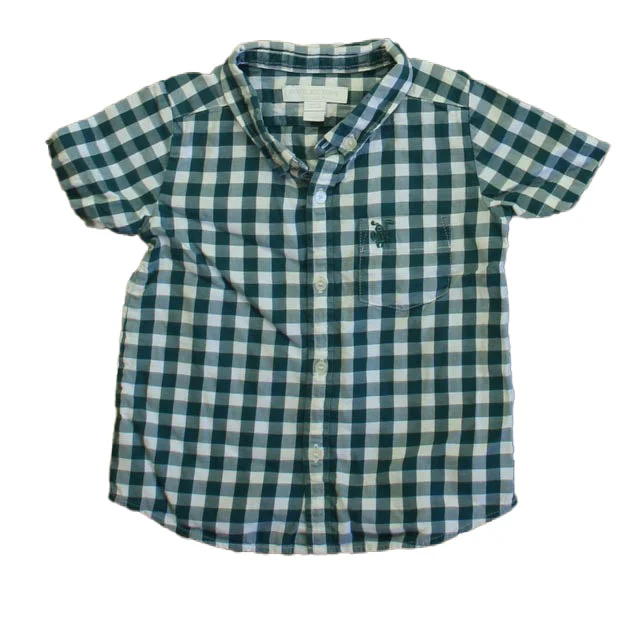 Burberry Unisex Green Check Button Down Short Sleeve