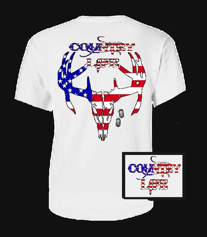 Country Life Outfitters USA American Flag Deer Skull Head Vintage Unisex Bright T Shirt