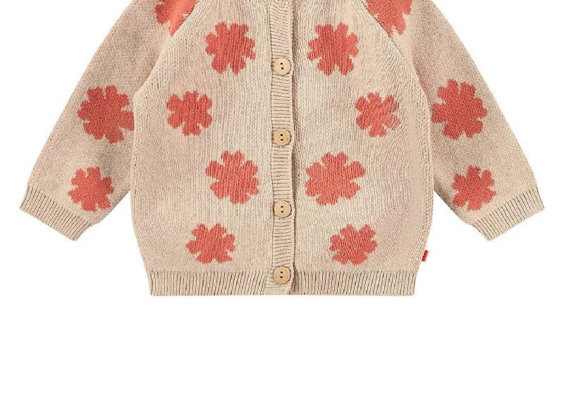 Girl's Cardigan In Beige Melange