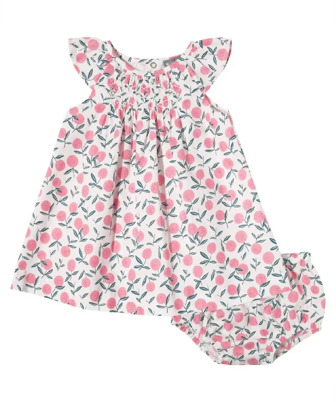 Girls' Lemons Smocked Set In Pink