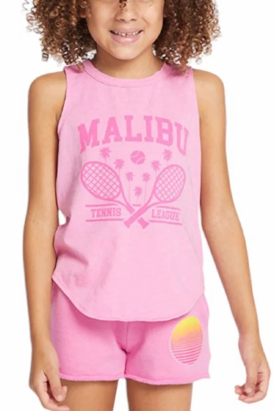 Girl's Malibu Tank Top In Bubble Gum Pink