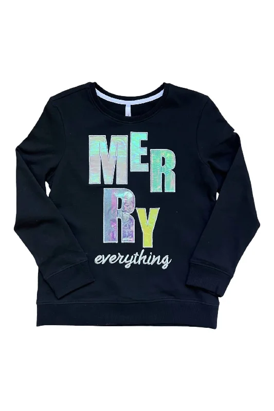 Girl's Merry Everything Sweatshirt In Black