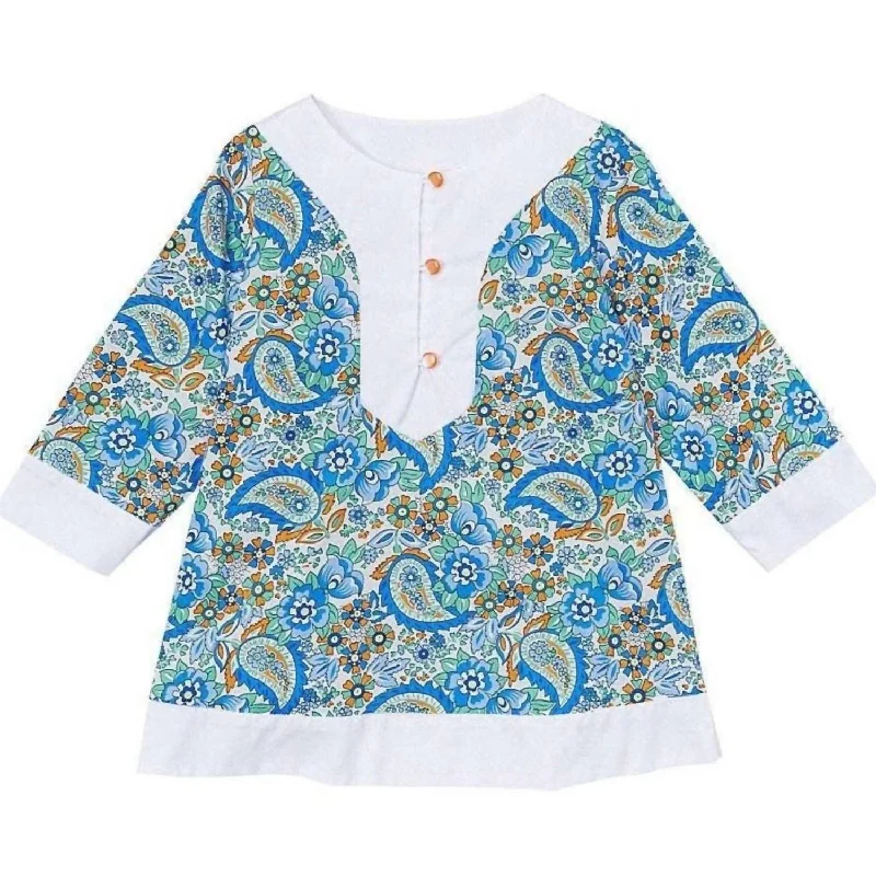 Girls' Paisley Print Tunic In Blue