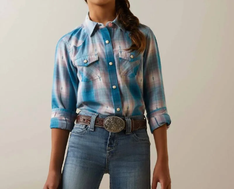 Idabel Snap Long Sleeve Western Shirt In Plaid