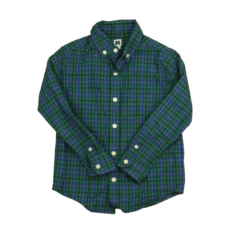 Janie and Jack Boys Blue | Green Plaid Button Down Long Sleeve