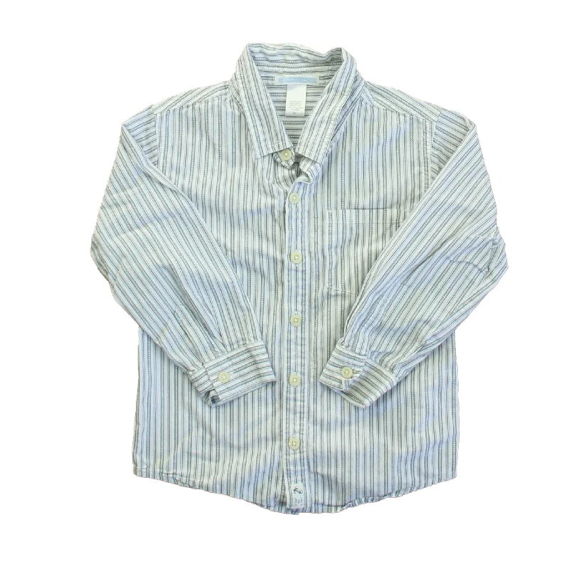 Janie and Jack Boys Blue Stripes Button Down Long Sleeve