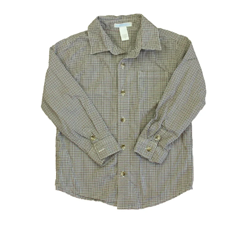 Janie and Jack Boys Brown Plaid Button Down Long Sleeve