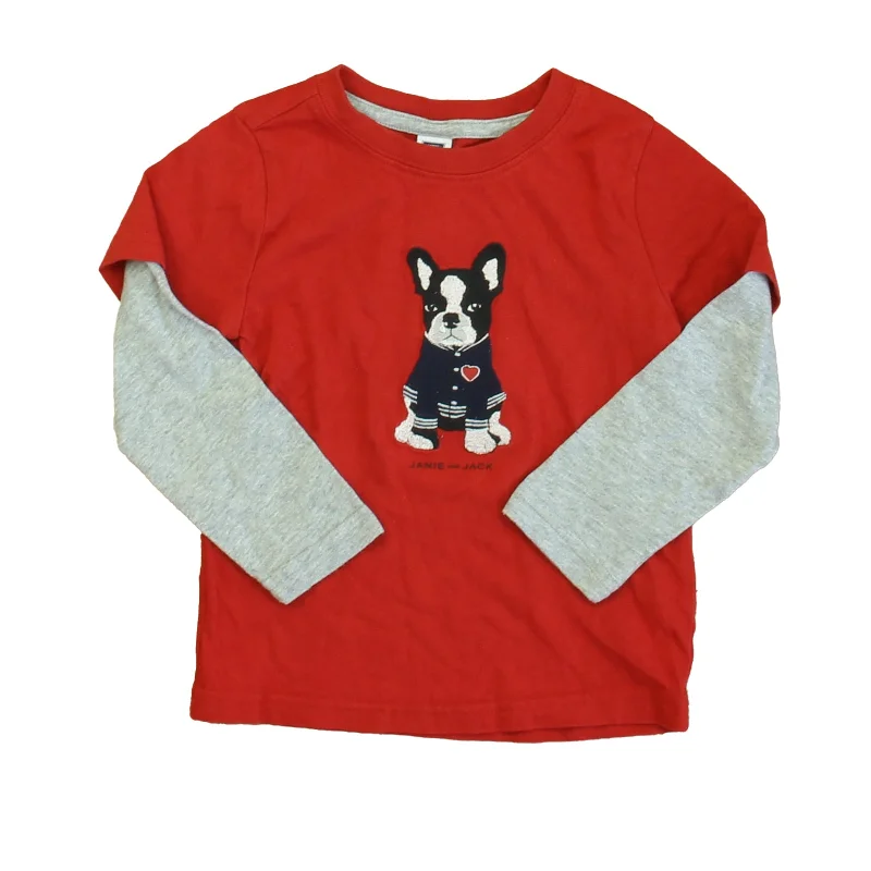 Janie and Jack Boys Red | Gray Dog Long Sleeve T-Shirt