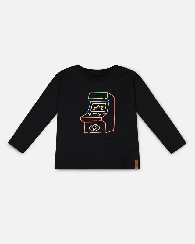 Long Sleeve T-Shirt With Print Black