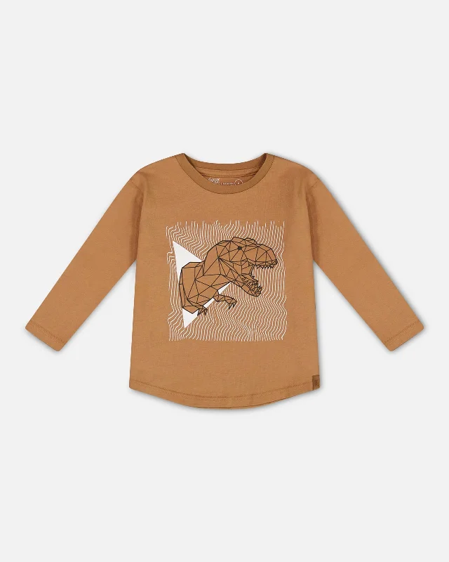 Long-Sleeve T-Shirt With Print Caramel