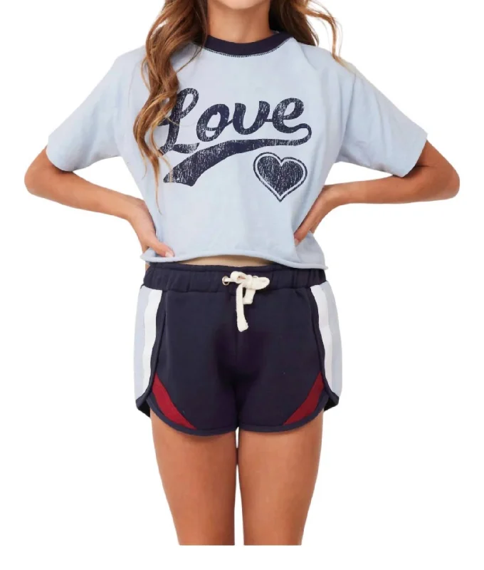 Love Ringer Tee And Short Set In Light Blue