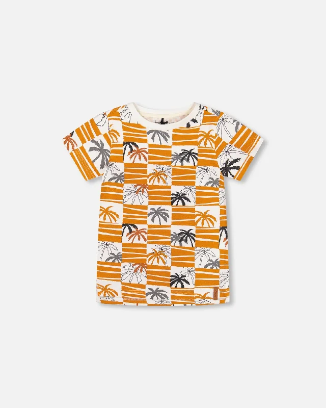 Organic Cotton Printed T-Shirt Yellow Ochre