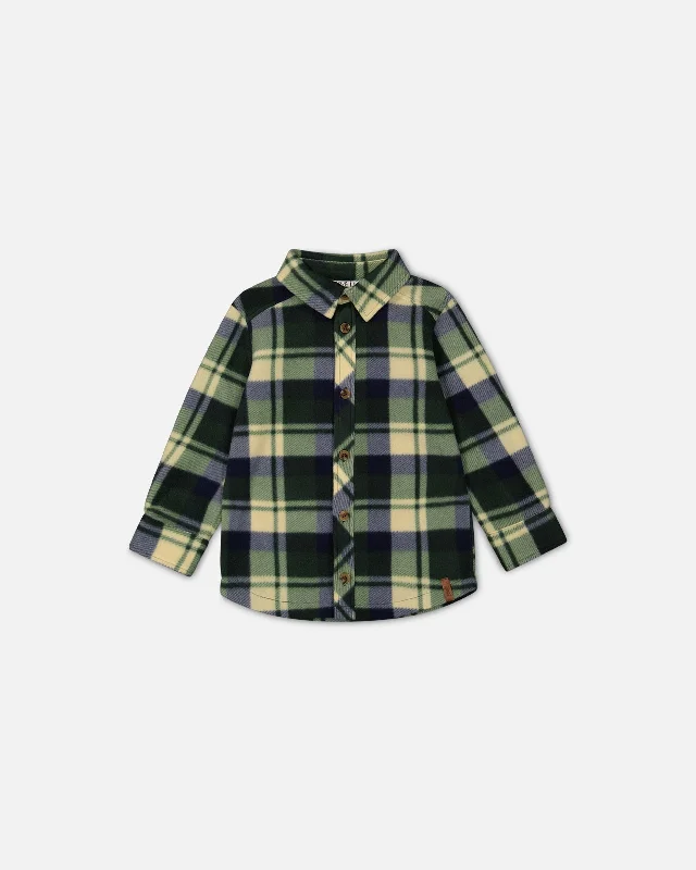 Polar Fleece Shirt Plaid Green